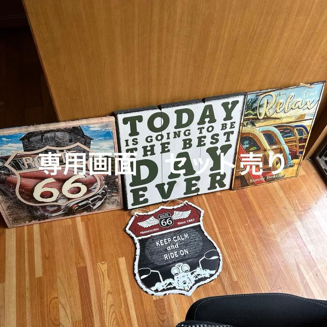 ブリキ　看板　インテリア　アンティーク　アメ車　　ハーレー　ルート66 ショベル