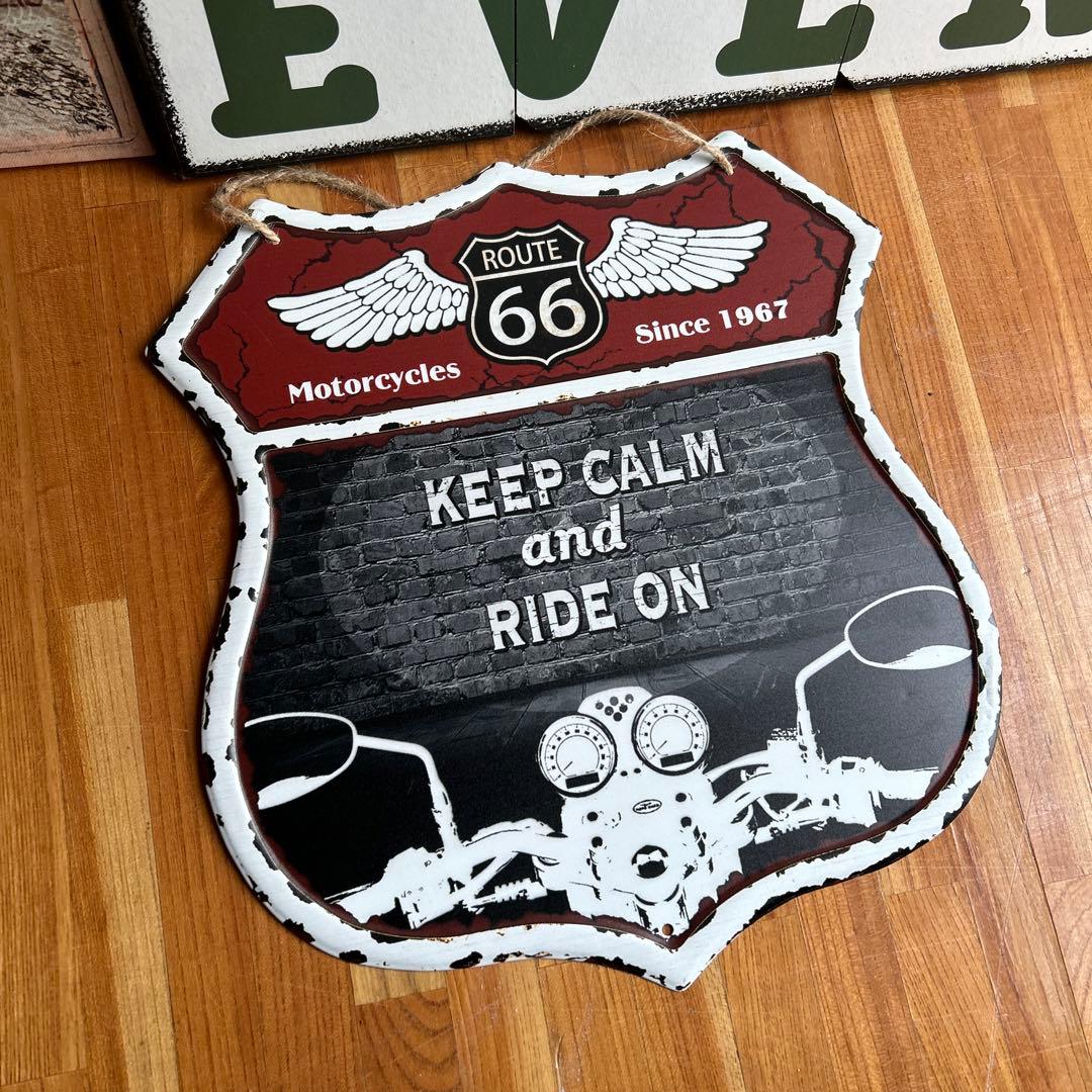 ブリキ　看板　インテリア　アンティーク　アメ車　　ハーレー　ルート66 ショベル