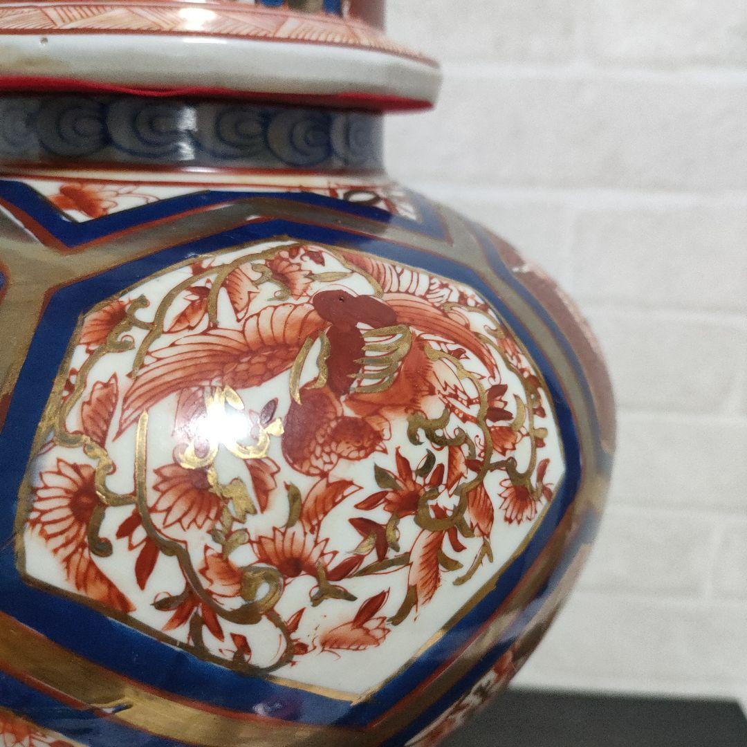 金彩 龍 鳳凰 沈香壺 飾壺 高さ46.5cm 古美術 骨董品