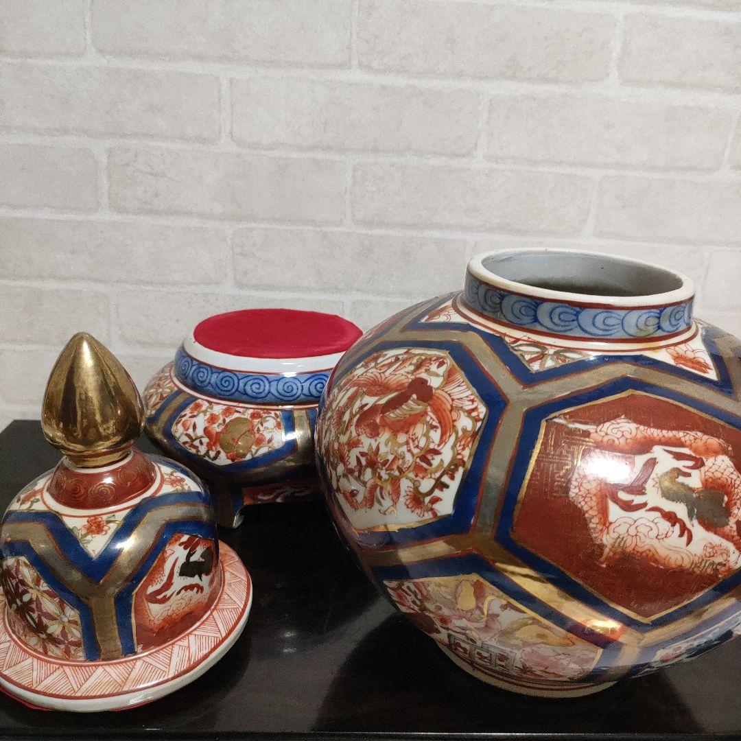 金彩 龍 鳳凰 沈香壺 飾壺 高さ46.5cm 古美術 骨董品