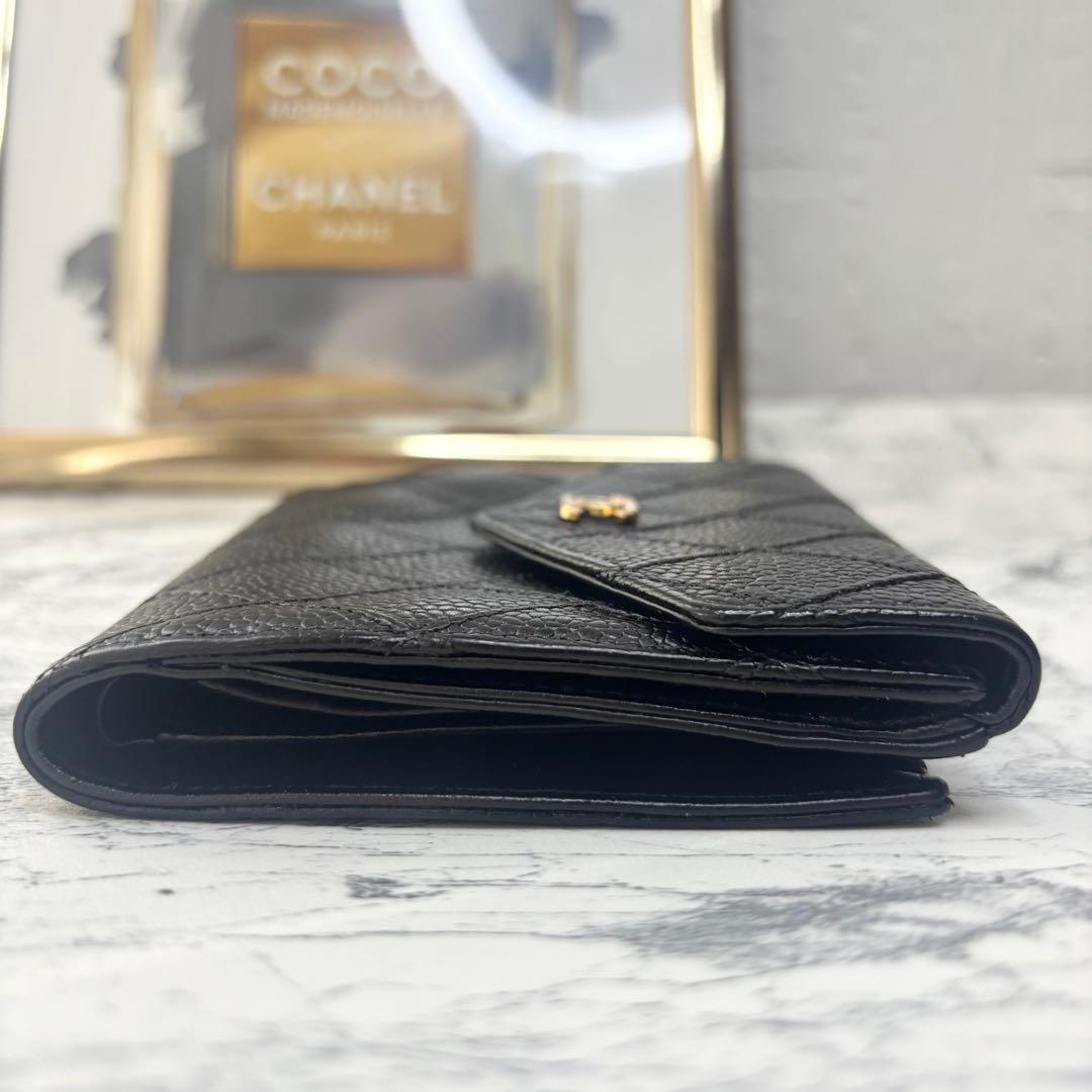 正規品　CHANEL 美品　財布　マトラッセ　ビコローレ　二つ折り財布　ゴールド