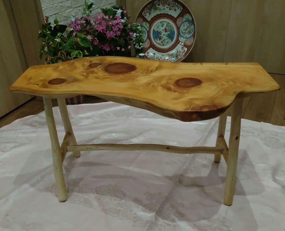 檜のローテーブル⑬値下げ❕樹齢約100年総檜造り耳付テーブル　リビング、ソファー