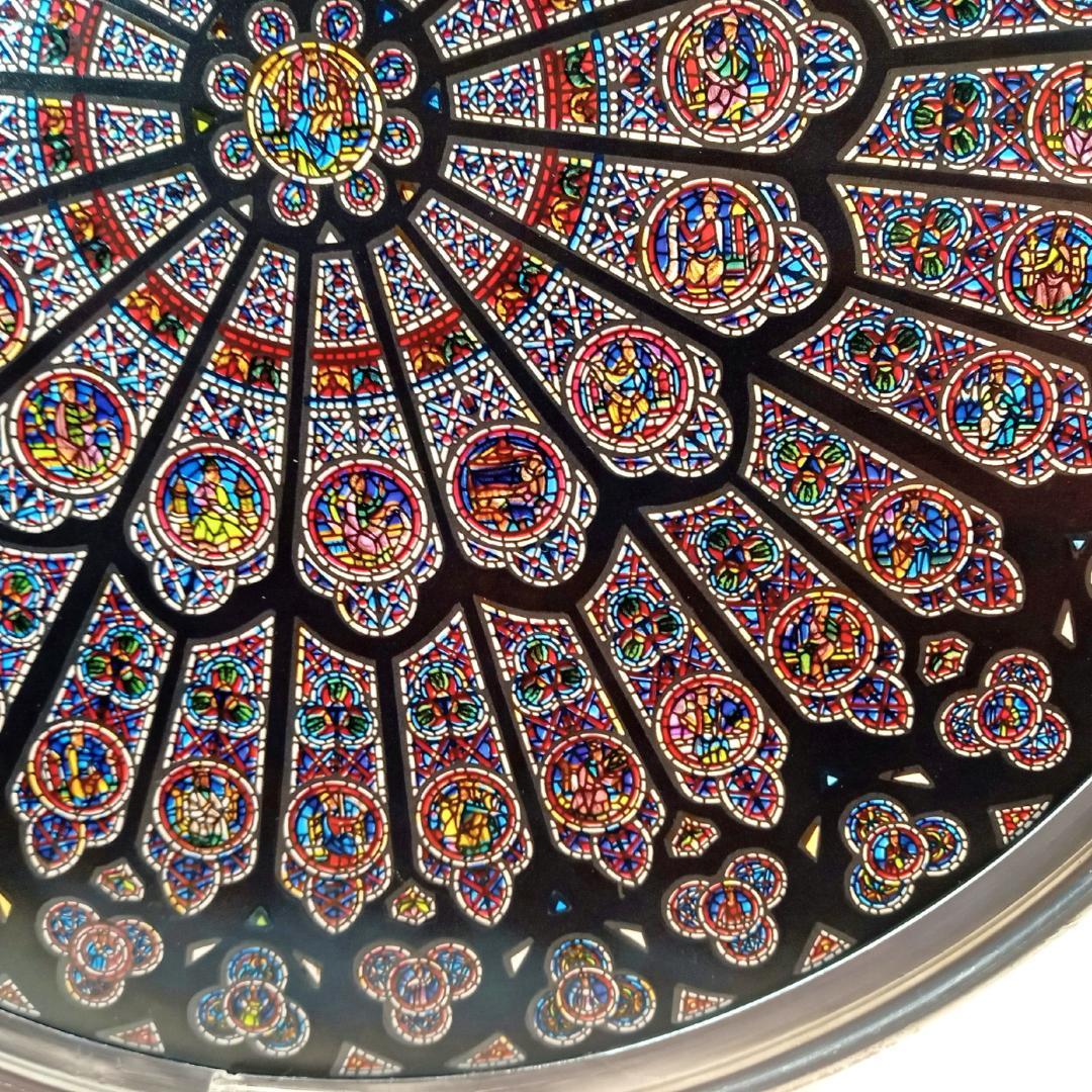 大判ノートルダム大聖堂(パリ)ステンドグラス 北のバラ窓 グラスマスターズr72