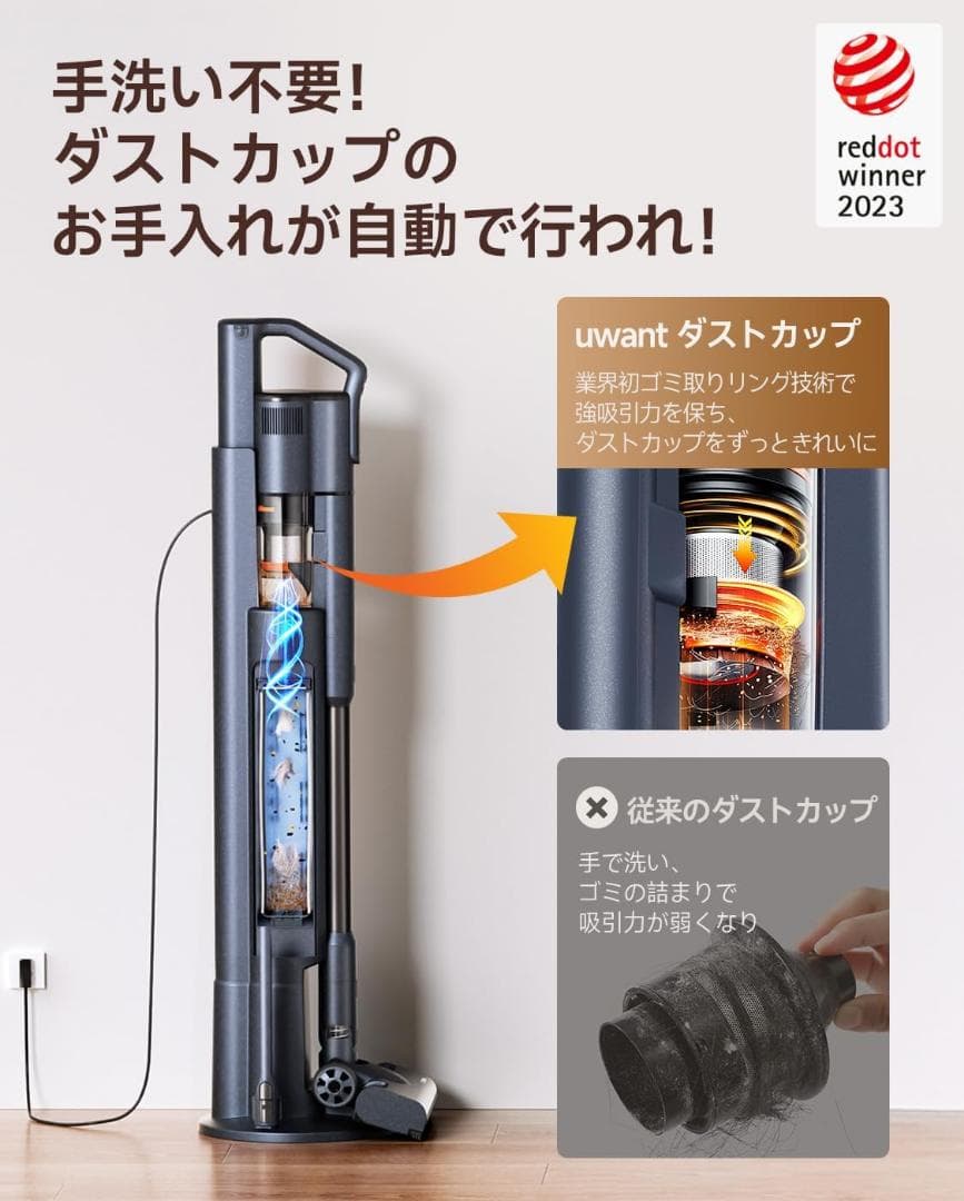 uwant掃除機 コードレス⭕️自動ゴミ収集⭕️充電.収納.ゴミ収集3in1ドック付