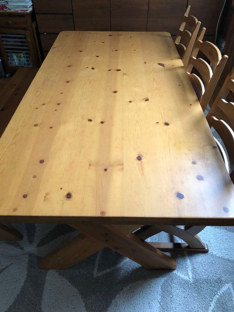 ダイニングテーブル（200cm）　ベンチ椅子セット【引取限定】
