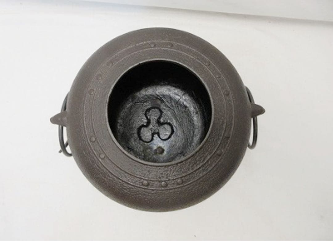 美品 茶道具 焼杉 置炉 橋本辰敏作 萬代屋釜 底瓦 五徳 4点セット 共箱