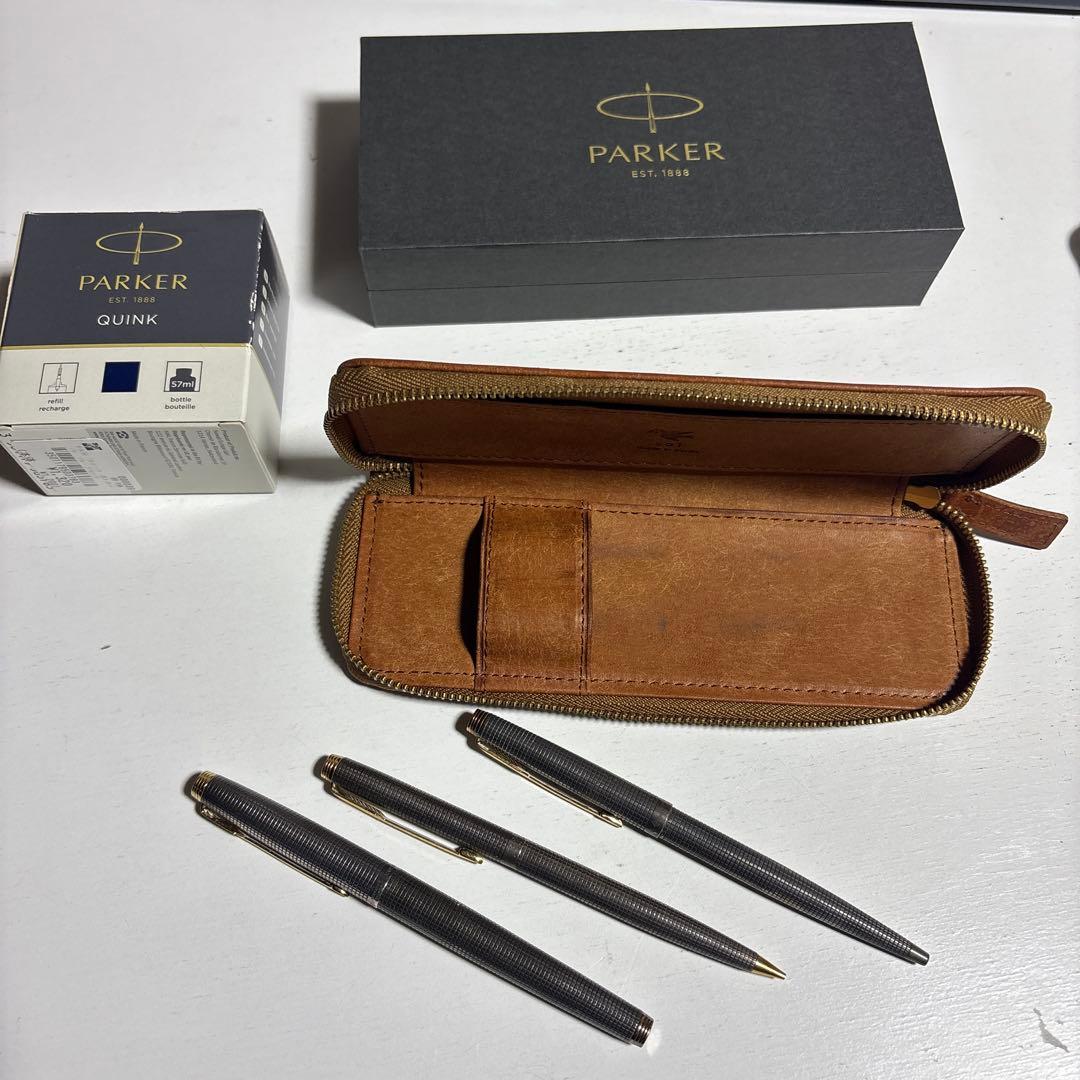 PARKER ①ボールペン、②シャーペン、③万年筆3本セット おまけつき！
