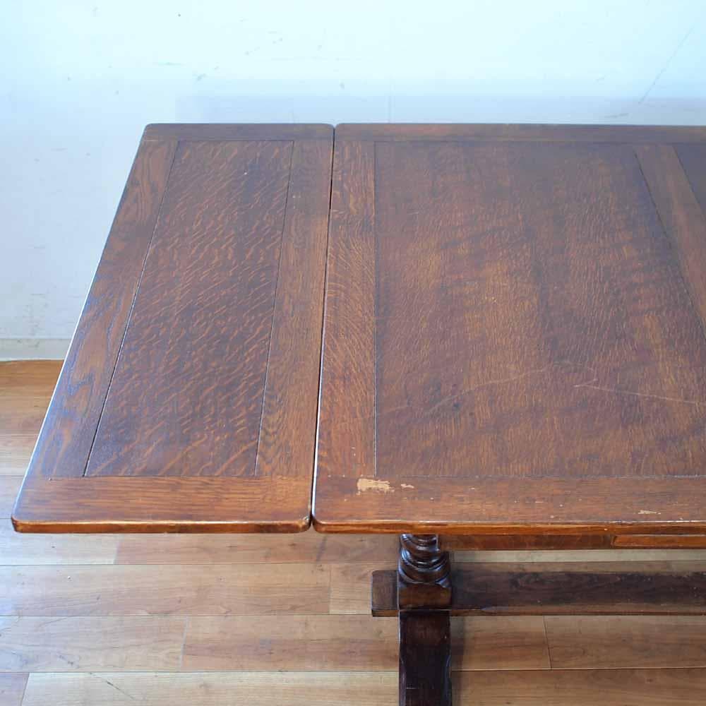 英国アンティーク オーク材 ドローリーフテーブル