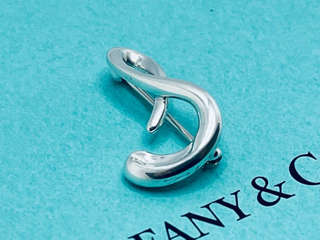 h634 希少　美品　ティファニー　アルファベット「S」イニシャル「s」ブローチ