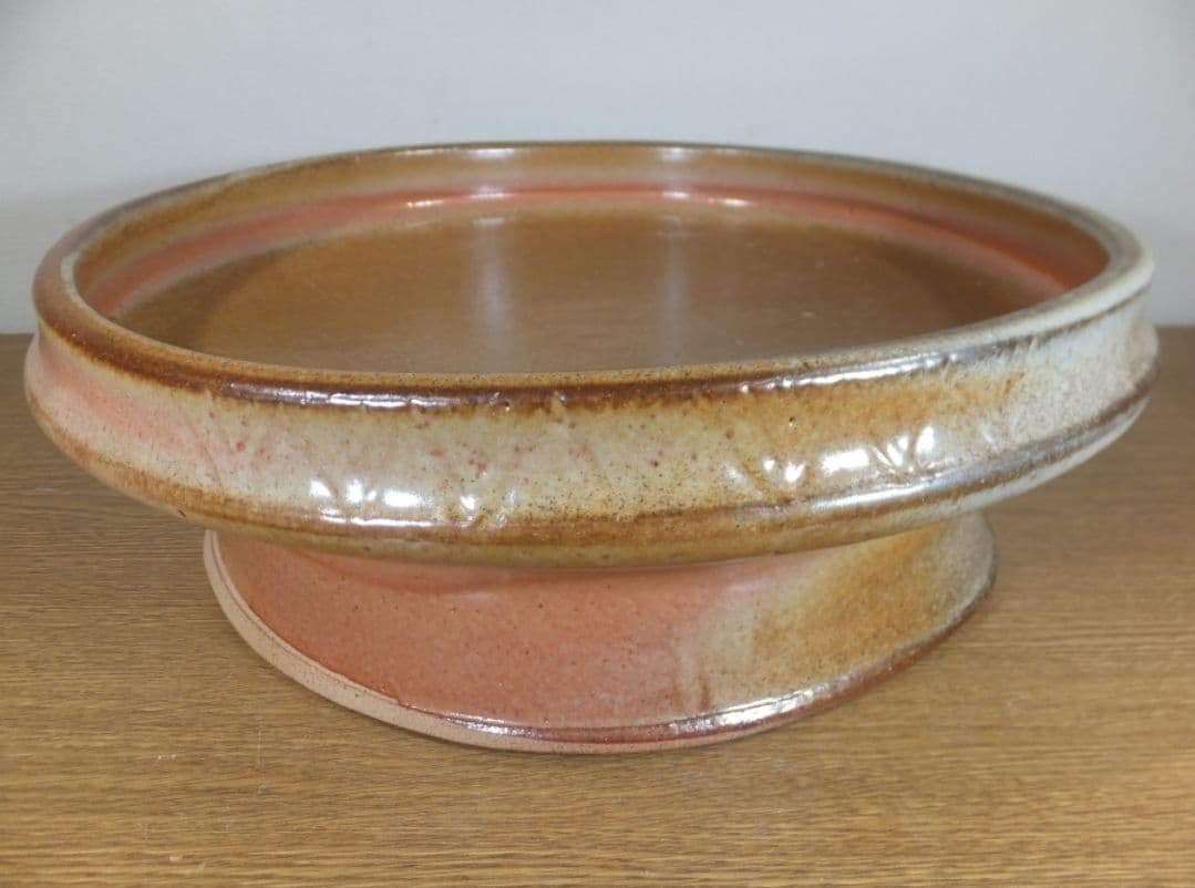 真作保証 藤原敬介 (恭助) 備前志野台付鉢 備前焼 志野焼 県指定無形文化財