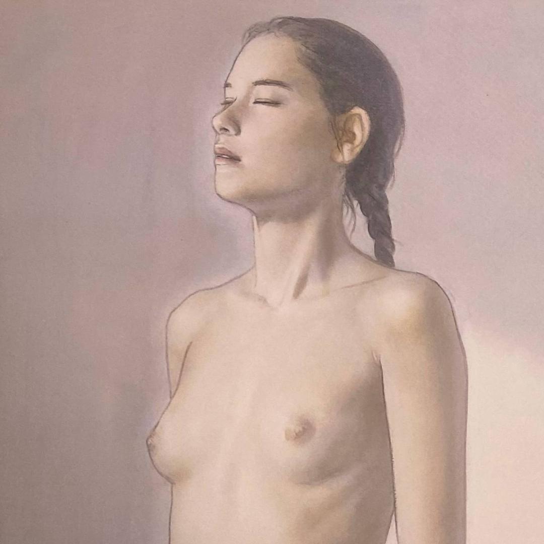 高塚省吾、【真向から朝日】、希少な額装用画集画、新品高級額 額装付