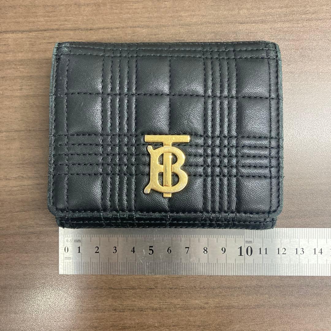 バーバリー TBロゴ キルティング 三つ折り財布 ブラック