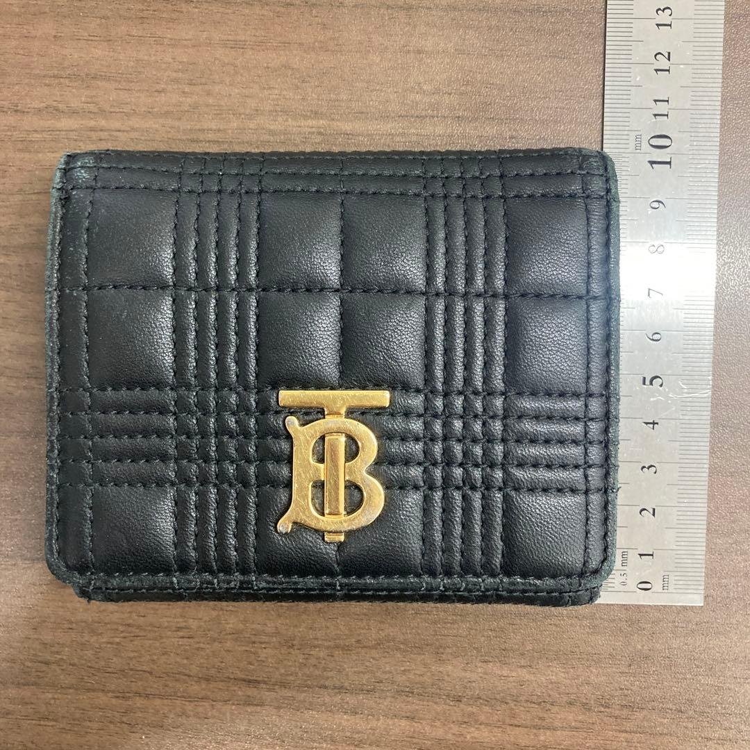 バーバリー TBロゴ キルティング 三つ折り財布 ブラック