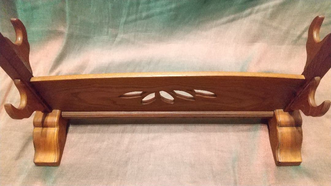 【木目三本掛け】刀掛け 三本掛け 刀台 刀置き 刀台座 スタンド 家紋 日本刀