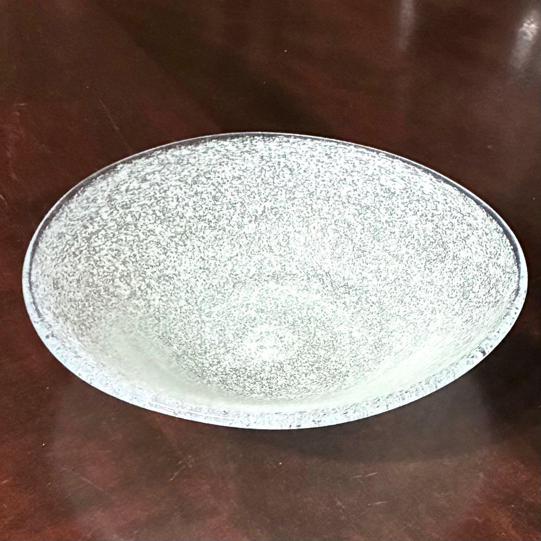 横山秀樹　皿鉢　白泡　吹きガラス