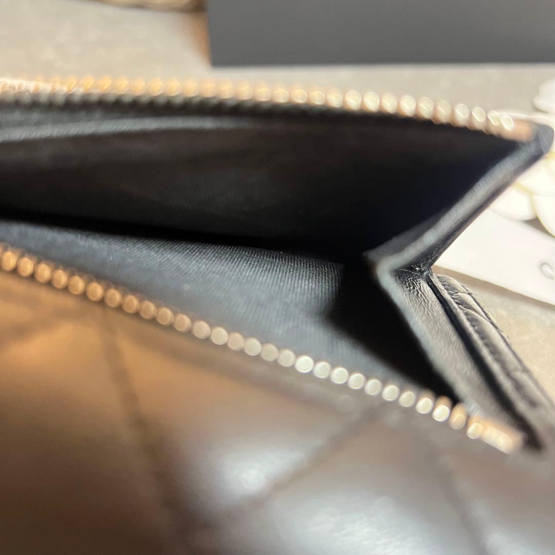 ◆カーミ◆ CHANEL マトラッセ ブラック ラムスキン 折り財布