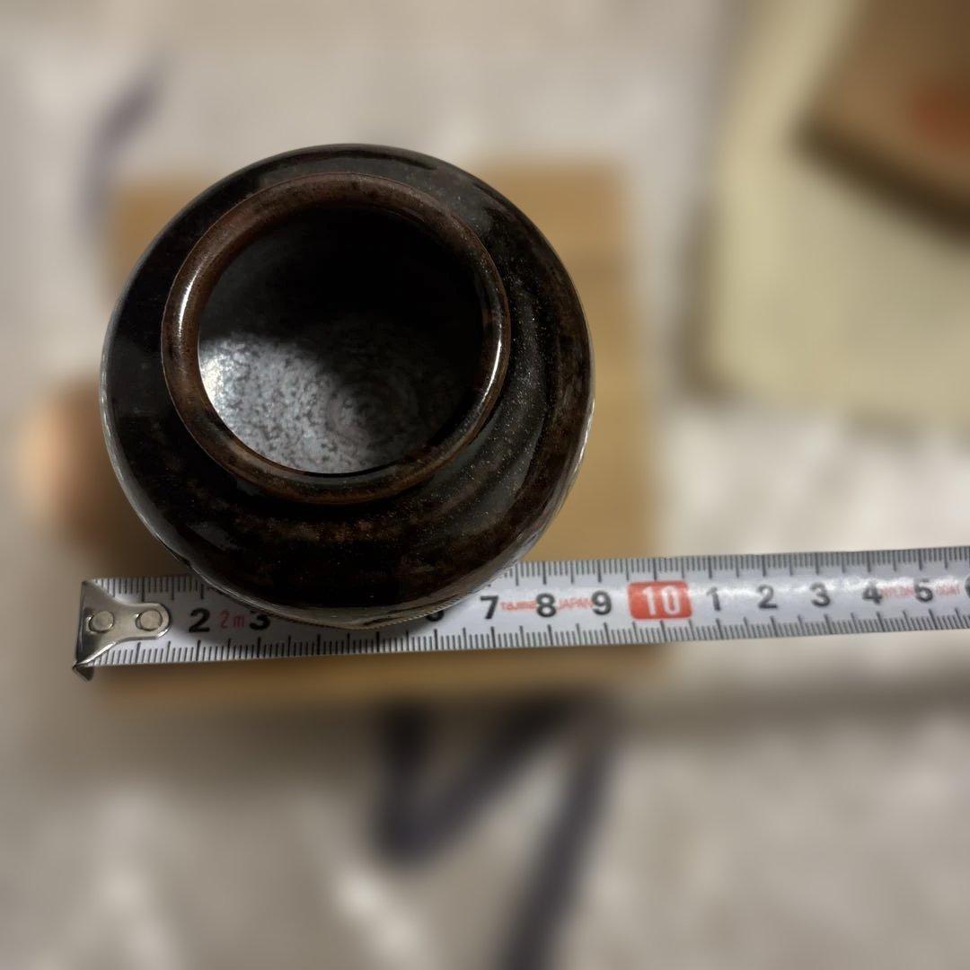 内海茶入 共箱 仕覆付　稜華文錦