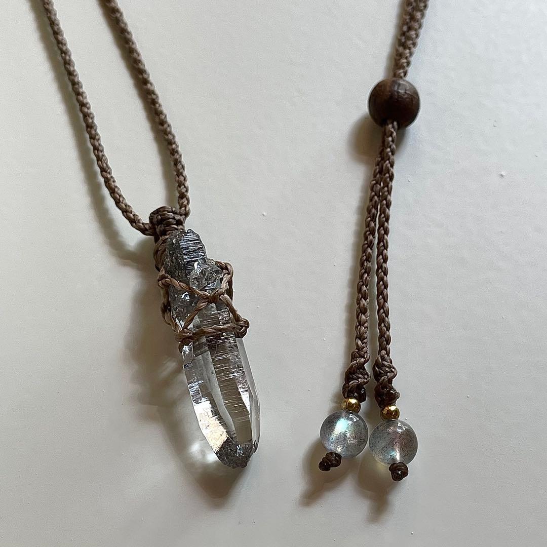 ヒマラヤ水晶 ガネッシュヒマール ＊ マクラメペンダント ネックレス 54