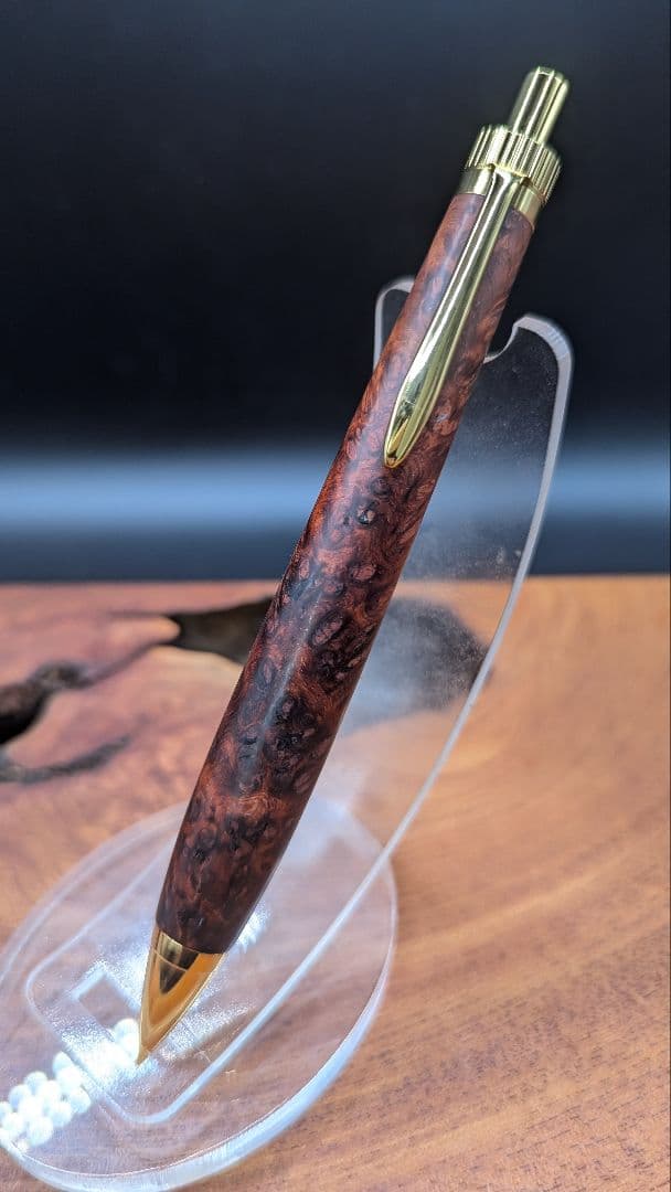 563超極上　本花梨　瘤杢　木軸シャーペン　ボールペン　サポニンあり