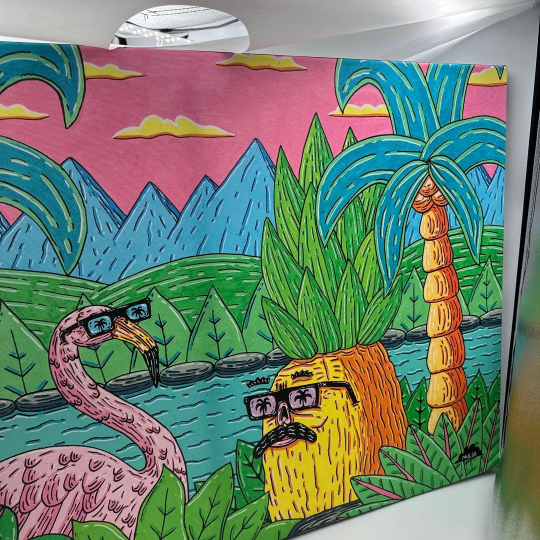 モルガ　MULGA インテリアアート　フラミンゴとパイナップルのアート