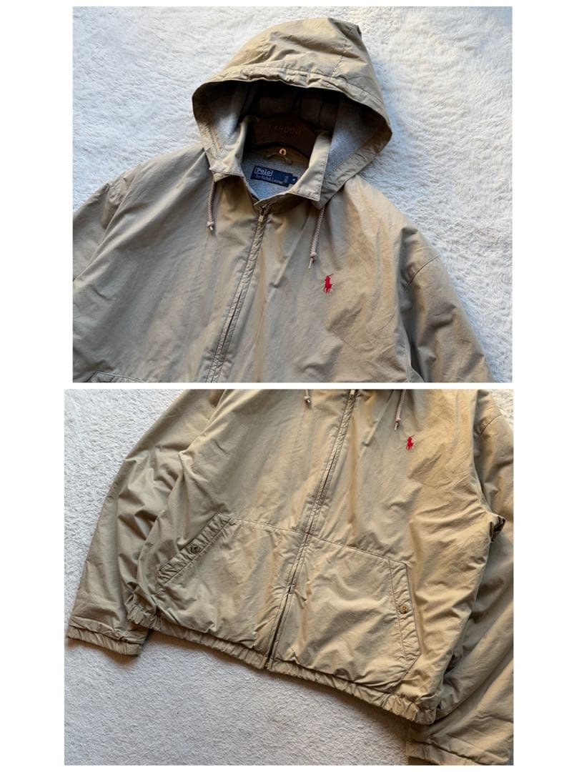 美品✨ポロバイラルフローレン フーデッドブルゾン 刺繍 ベージュ M 希少モデル
