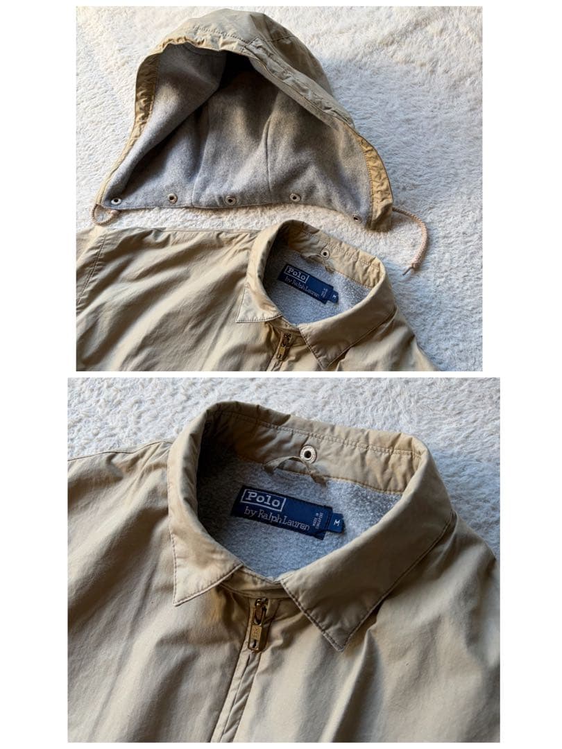 美品✨ポロバイラルフローレン フーデッドブルゾン 刺繍 ベージュ M 希少モデル