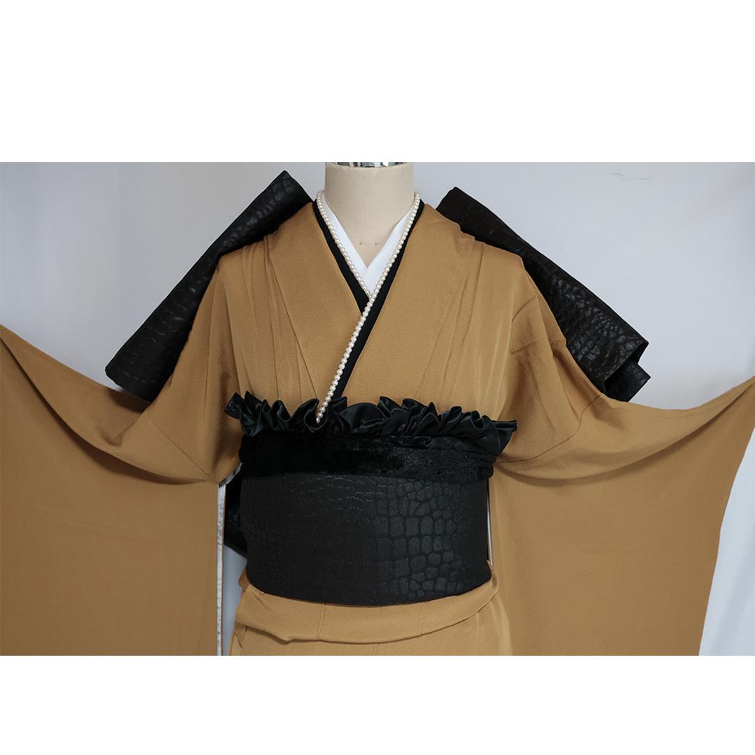 大きいサイズ色無地振袖7点セット帯新品トールサイズカラシフルセット成人式YO20