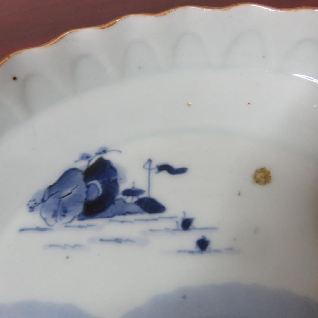 中皿 2枚 鳥 花 島 海 染付 明治 大正 その2