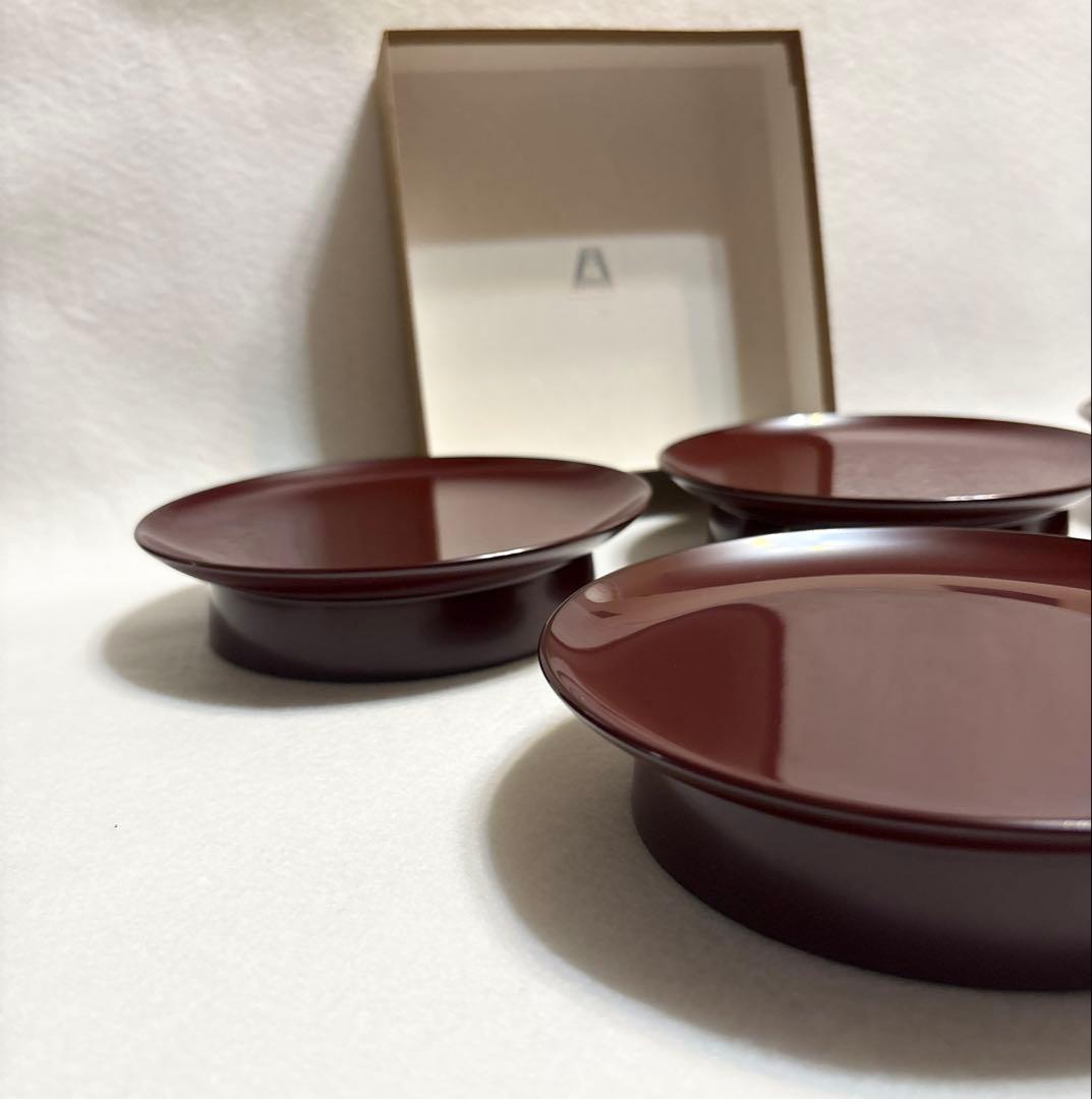 山田平安堂 漆器 高台菓子皿 銘々皿 5客揃 和食器 茶道具 菓子器 盛皿 漆