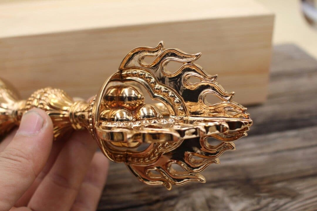 密教法器 宝珠金剛杵 仏教法具 真鍮製 vajra 22cm