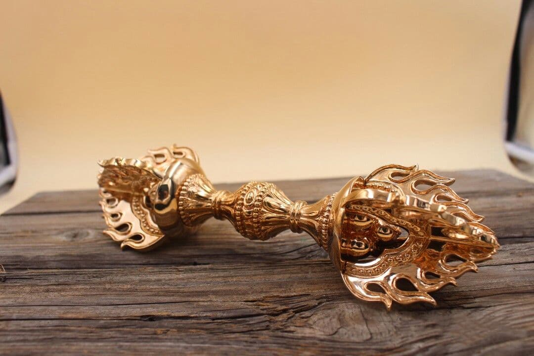 密教法器 宝珠金剛杵 仏教法具 真鍮製 vajra 22cm