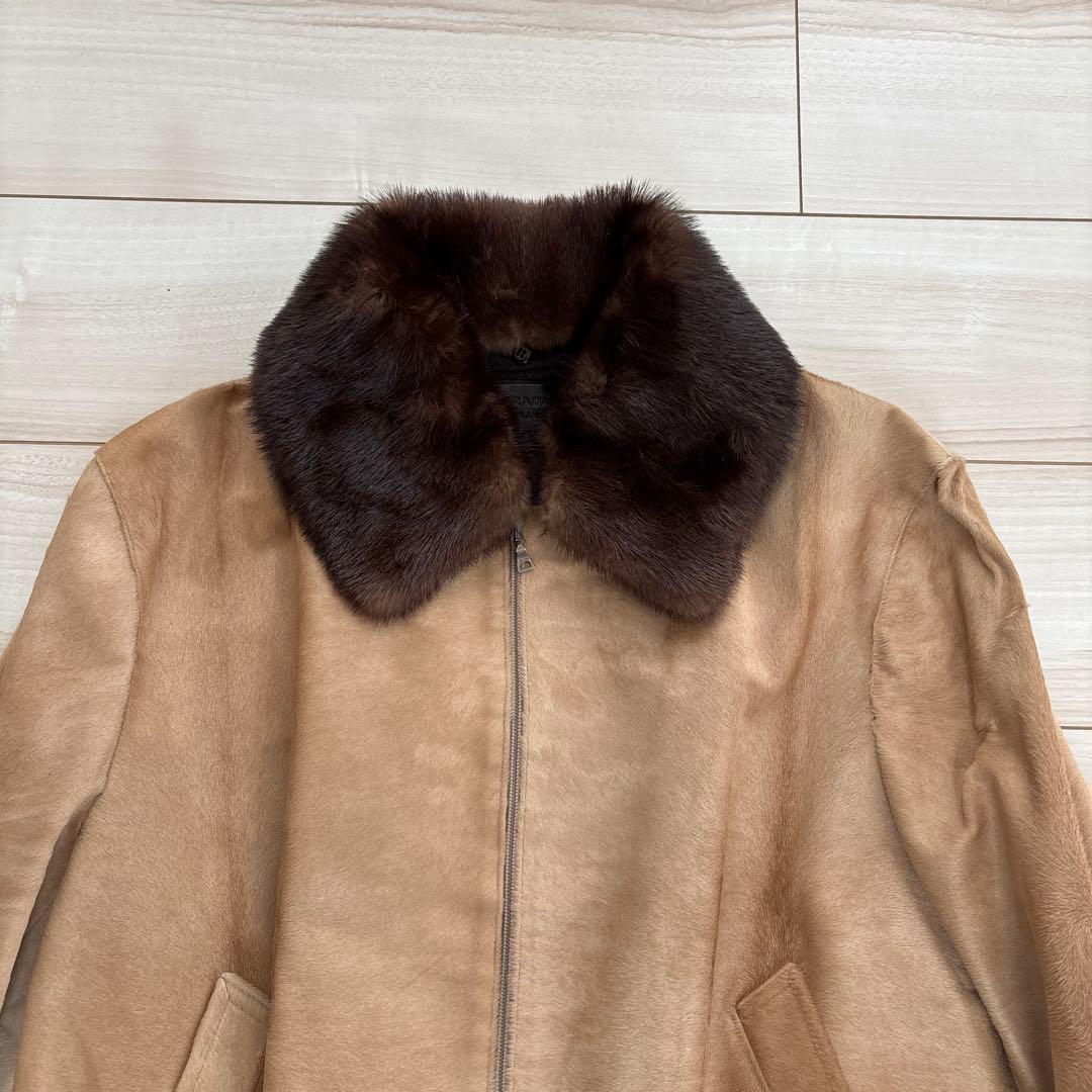 CASUAL プラダ　PRADA ハラコJKT レザーJKT ファー付き