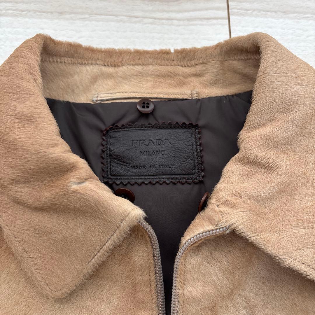 CASUAL プラダ　PRADA ハラコJKT レザーJKT ファー付き