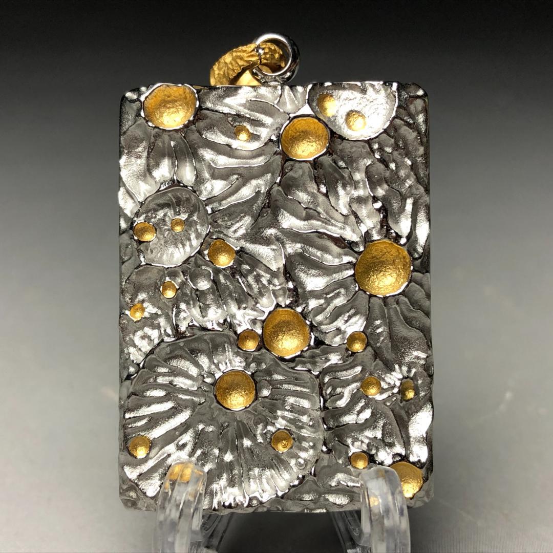 パラサイト隕石 　ペンダントトップ　石鉄隕石　セリコ隕石 銀　共箱