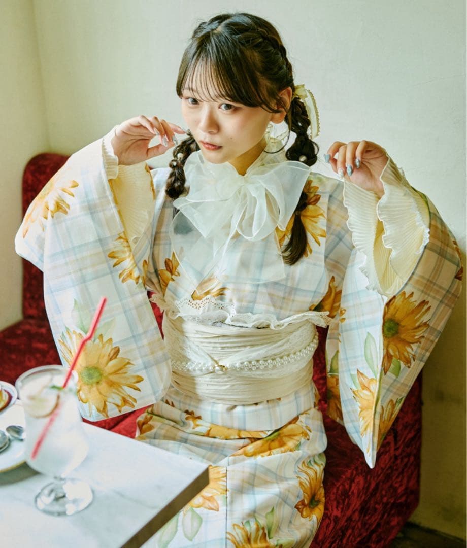 【クティールとレトロ】2WAY 浴衣セット ひまわり