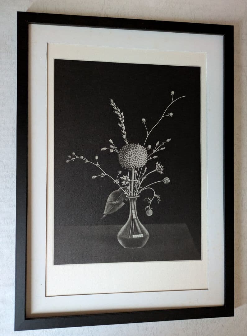 q長谷川潔の500部限定作品 「瓶に挿した種草」真作保証