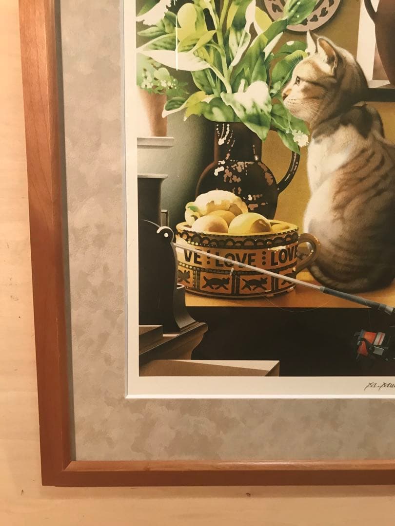 村松誠　「猫」　リトグラフ　直筆サイン・落款・エディション有り