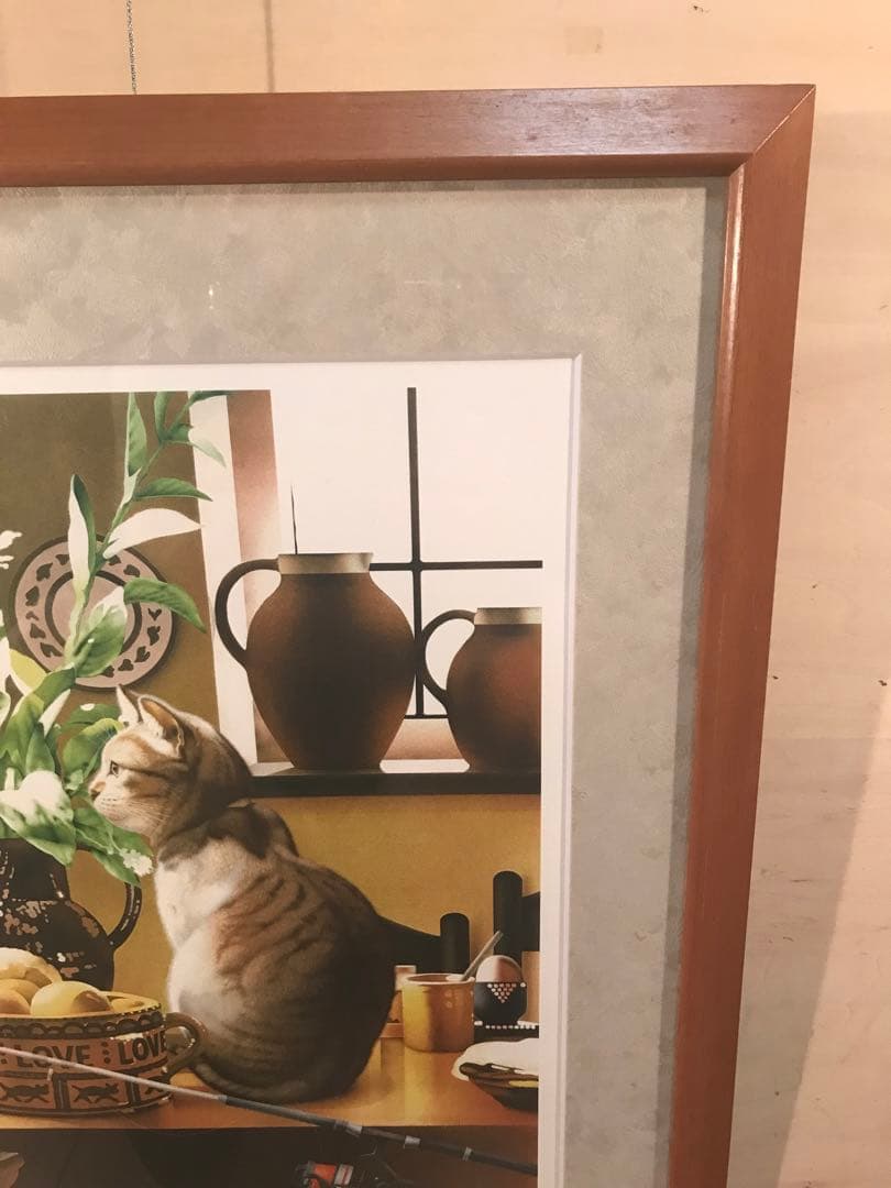 村松誠　「猫」　リトグラフ　直筆サイン・落款・エディション有り