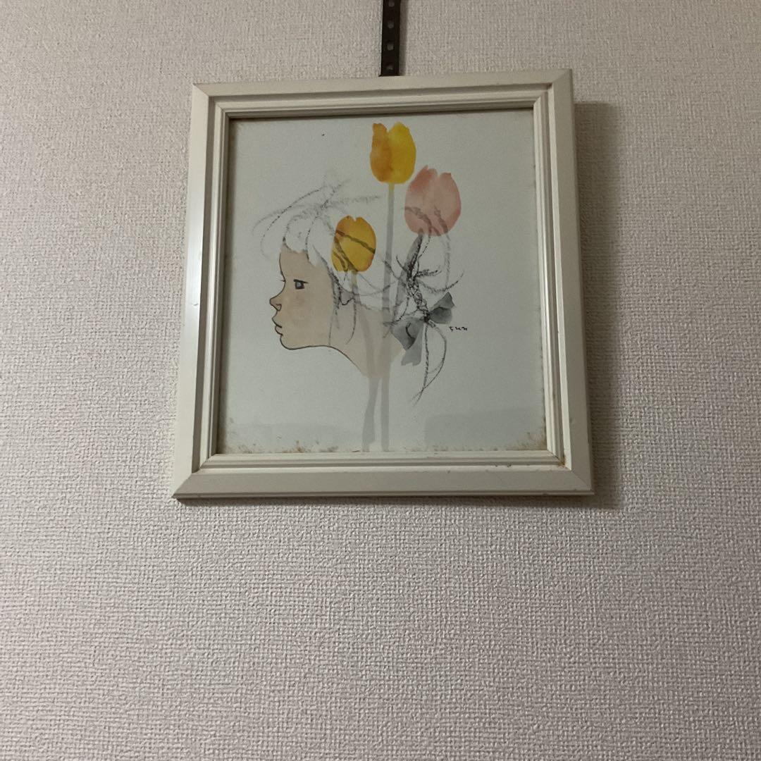 岩崎千尋 色紙複製画 色紙用木枠額装 前面ガラス仕様