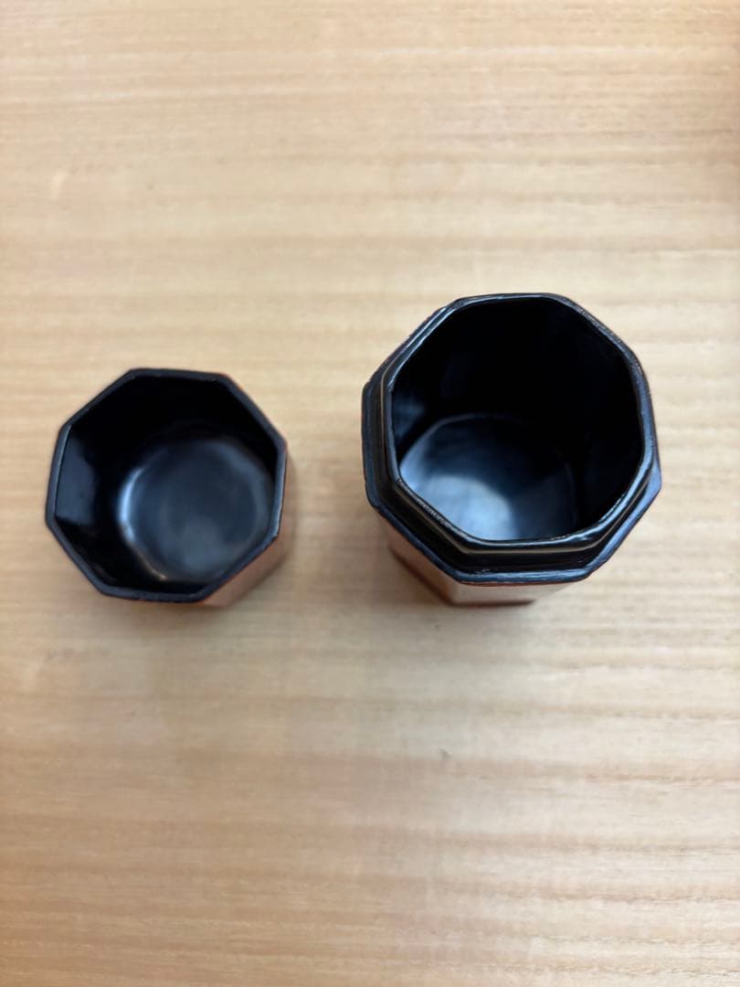 茶道具　乾漆　根来　八角　莨入　中川正斉作