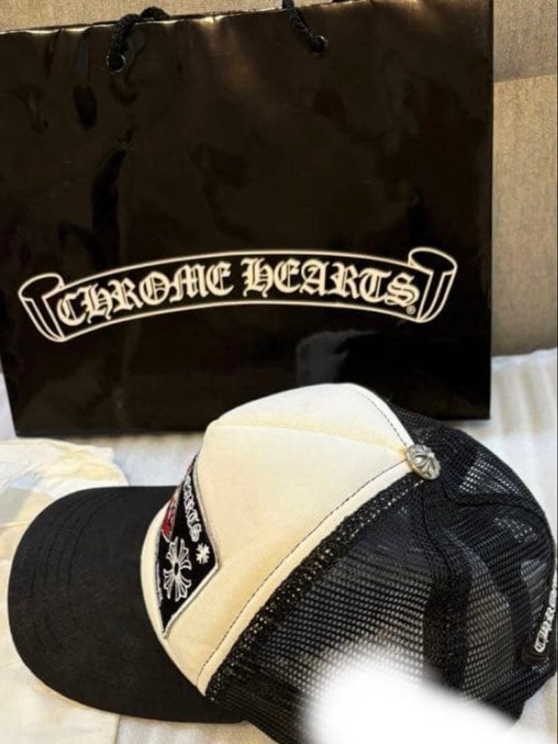 正規品希少CHROME HEARTS メッシュキャップ ホワイト/ブラック