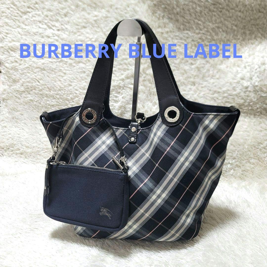 極美品✨バーバリーブルーレーベル リバーシブル ハンドバッグ ノバチェック 舟形