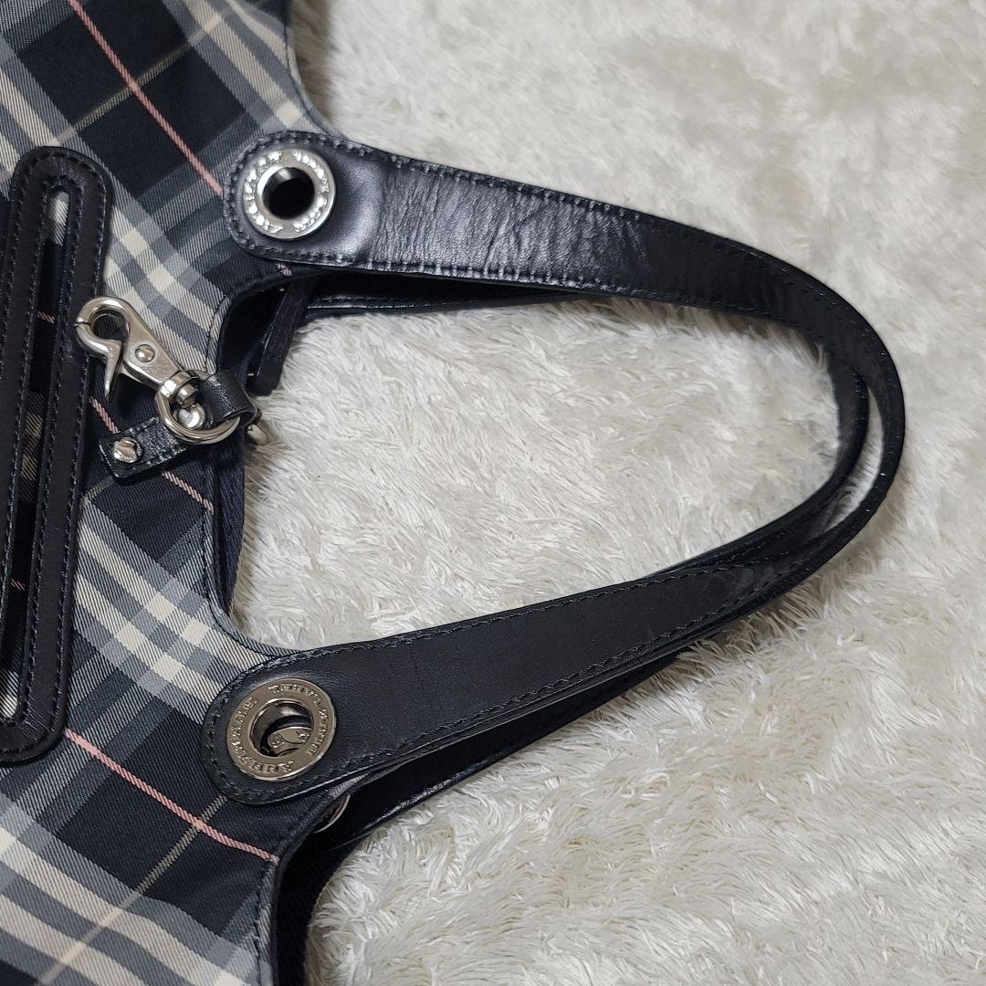 極美品✨バーバリーブルーレーベル リバーシブル ハンドバッグ ノバチェック 舟形