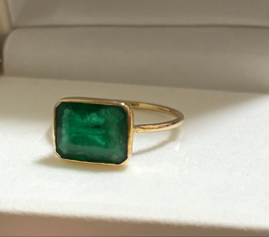 天然石　エメラルド　10金　リング　12.5号