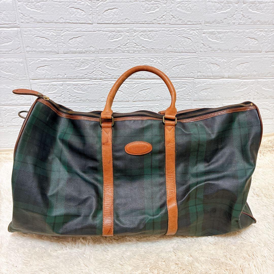 WORLD POLO ボストンバッグ ダークグリーン チェック柄