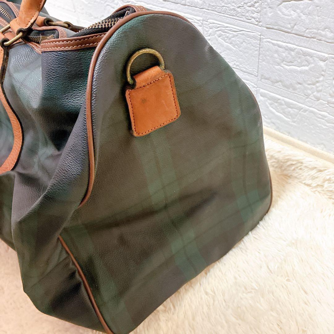 WORLD POLO ボストンバッグ ダークグリーン チェック柄