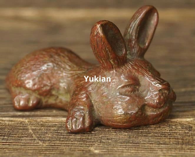 銅細工 兎 文鎮 書房 茶寵 装飾品 工芸品 美術品 置物