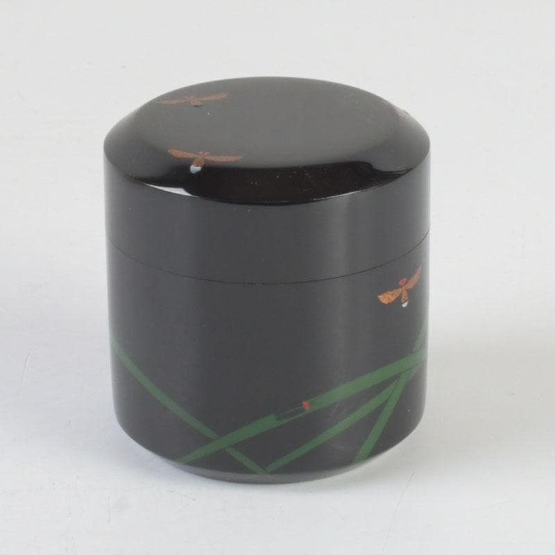 茶道具　山中塗　中村宗悦作　即中斎好写　蛍早苗蒔絵　雪吹棗　共布共箱　V9826