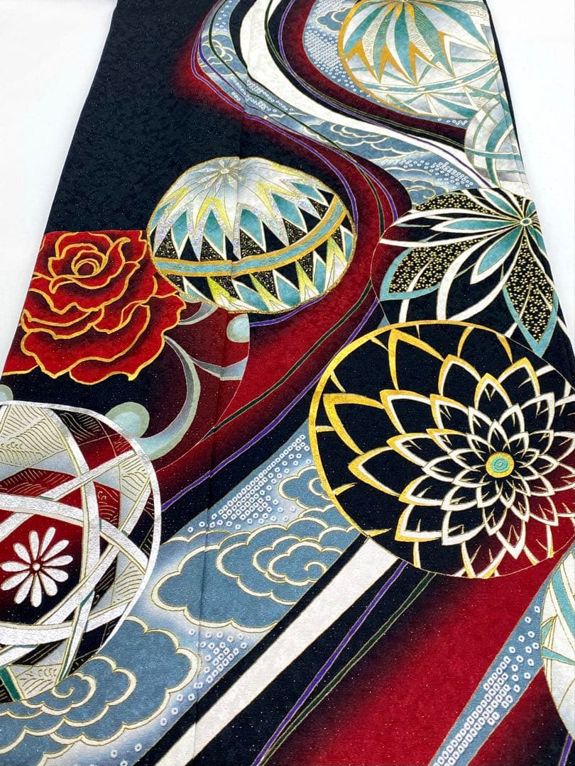 振袖 豪華 銀通し 刺繍 金彩 グリッター箔 紋意匠 身丈170cm