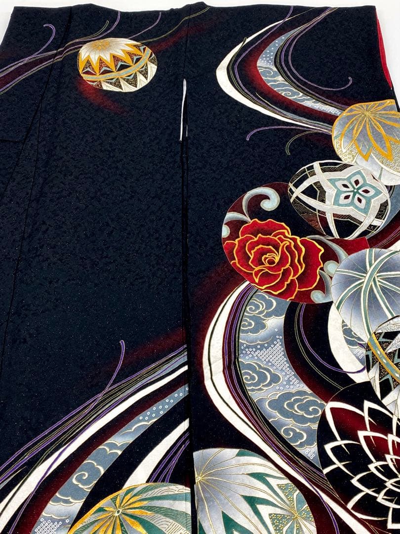 振袖 豪華 銀通し 刺繍 金彩 グリッター箔 紋意匠 身丈170cm